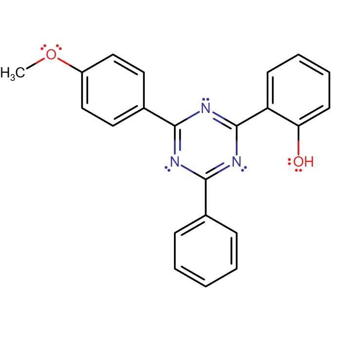 7) 2-(4-(4-methoxyphenyl)-6-phenyl-1,3,5-triazin-2-yl) phenol (1)